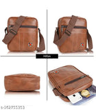 Beige faux leather sling bag, perfect for travel and daily use, free size, ideal for men and women, useful for mobile, tablet, keys, etc., hand-free design (8x3x9 inches), Indian origin