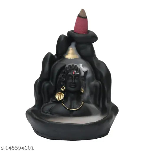 Polyresin Adiyogi Smoke Fountain Figurine, India-origin Shiva idol with 10 cones for Pooja or home decor