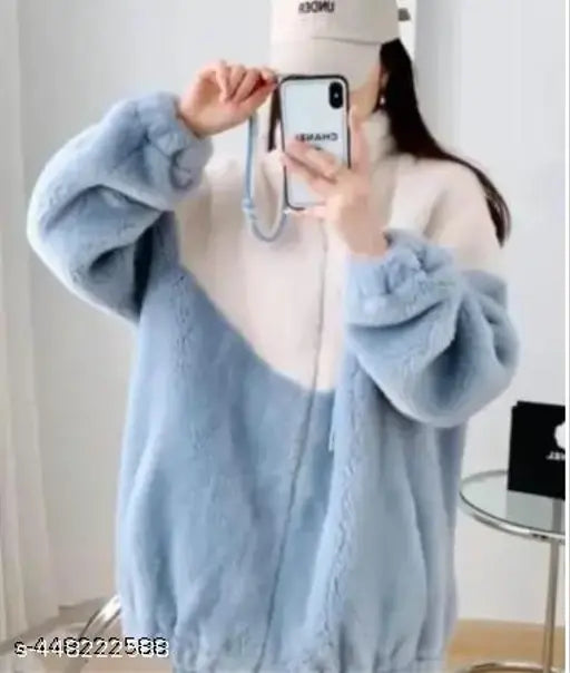 Classy, colorblocked wool waistcoat for women, long sleeves, India origin