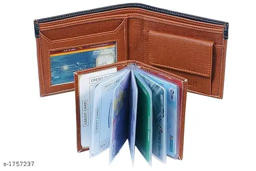 Stylish faux leather men's wallet by samtroh, durable PU leather with textured body and 3 card slots, compact size for easy carry