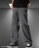 Grey denim men's pants M, solid pattern, quality denim wear for style and comfort