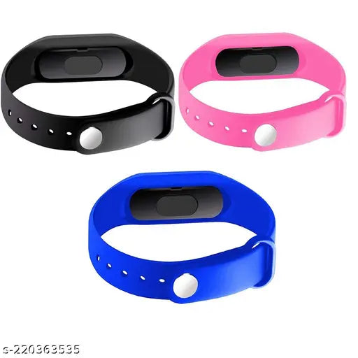Fancy digital LED light rubber belt watches for kids, triple pack in free size, India-made accessory