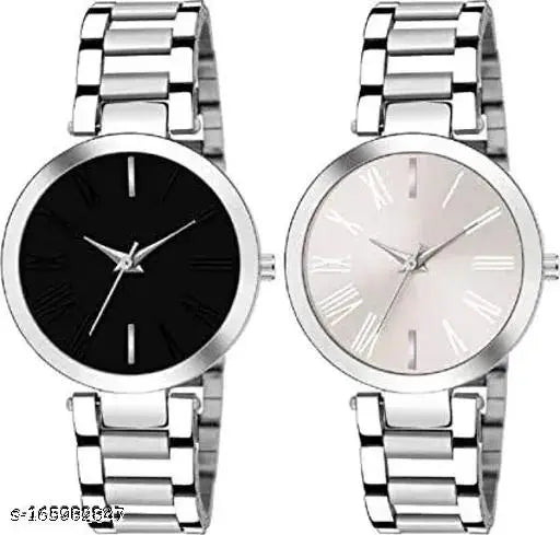 Black and white stylish analog watch, free size girls watch from India