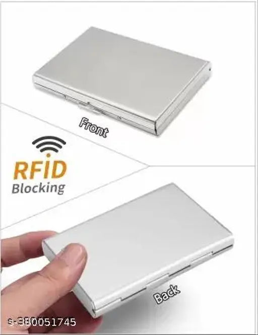 WaterResistant black stainless steel RFID protected card holder. Solid, sleek, and portable 6-card organizer for business use