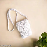 Handmade jute macrame mobile bag, boho style phone sling with soft strap, eco-friendly durable cotton cord - ideal for casual outings, festivals, everyday use