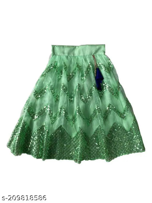 Taffeta Silk and Net Embellished Kids Lengha Choli Set, India origin, perfect for 6-8 years, soft net and jequard fabric, ribbon embroidery work