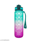 Motivational 32oz multicolor water bottle, BPA-free Tritan plastic with time marker, designed for fitness, gym, school, office & outdoors