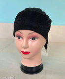 Black cotton canvas shimmer underscarf for Muslim women's hijab head wrap cap, self-designed pattern, onesize from India