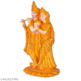 Gold-plated resin Radha Krishna idol statue (19x11x11cm) - Home living room decor, ideal for gifts