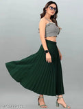 women's latest crepe solid skirt, trending fashion for sizes 28-34 inches waist and 32-34 inches length