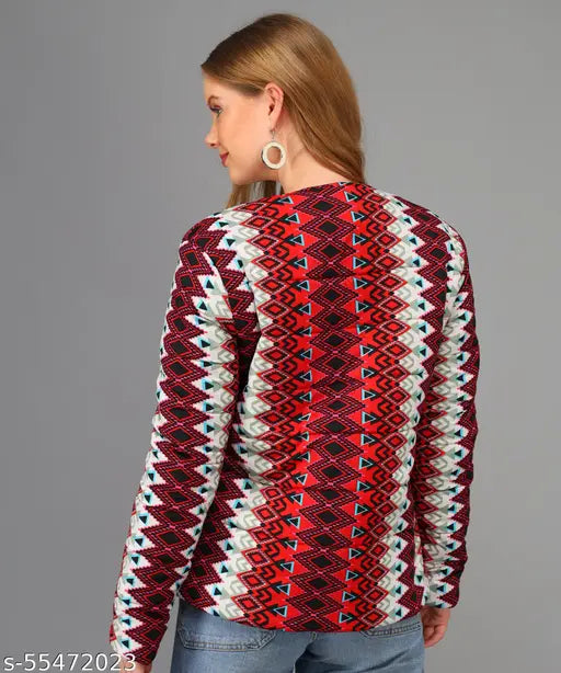 Polyester Caraba Women's Full Sleeve Multi-Design Print Bomber Jacket - Vibrant print, zipper closure, trendy winter essential