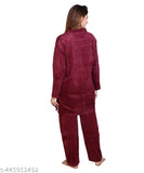 Soft wool women's nightsuit, super soft fabric nightwear for women, warm and cozy pyjamas on hanger