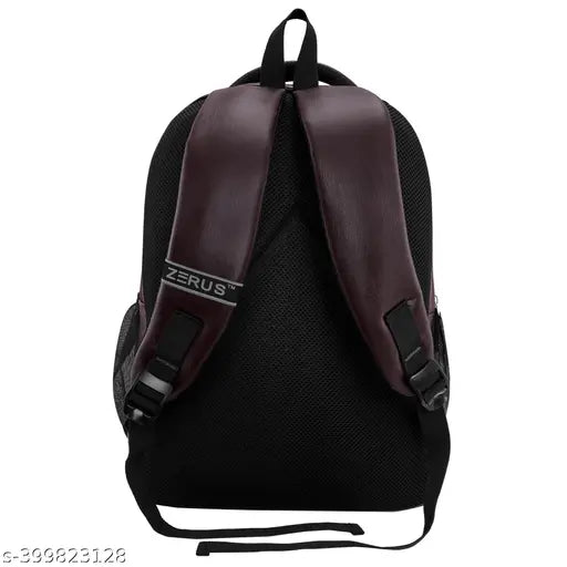 Black vegan leather laptop backpack with air case, water-resistant base, and adjustable shoulder straps. Unisex design for office, college, travel." (124 characters)