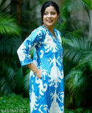 Cotton printed kurti with palazzo, less work and three-quarter sleeves, Indian ethnic wear for women