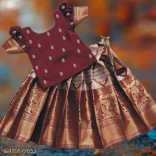 Cotton Lehenga Cholis for Kids (12-13 years), woven design with acrylic dupatta in checked pattern