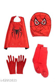 Multicolor Spiderman kids costume (2-12 years), full set with cotton blend fabric - tshirt, trouser, gloves, socks, mask, cap, long sleeves, suitable for play & shows