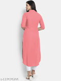 Women's solid rayon plain kurtis, three-quarter sleeves, single color, quality Indian product