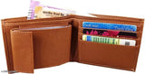Artificial leather men's wallet, brown and casual design with 12 card slots, PU material for everyday use