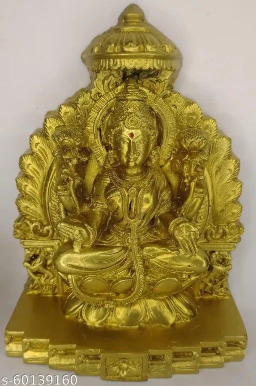 Poly resin Hindu Laxmi statue, 15 cm tall God Idol brings spiritual blessings and good fortune