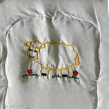 Yellow sheep jumbo quilt, cotton, mild winter, embroidered sleeping cotrized quilt with beautiful piping, country of origin: India (27" x 33")