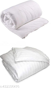 White premium reversible satin striped microfiber all-season comforter/duvet for single bed, eco-friendly and easy to maintain