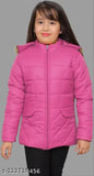 Bright polyester solid girls jacket, 7-8 years size for winter wear