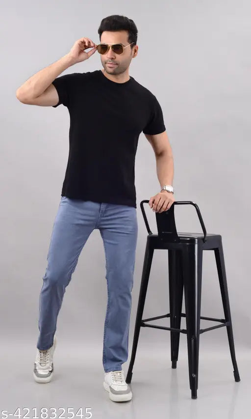 Mens Regular Fit Dark Grey Stretchable Denim Jeans for Men - Versatile style, seamlessly transitioning across diverse settings