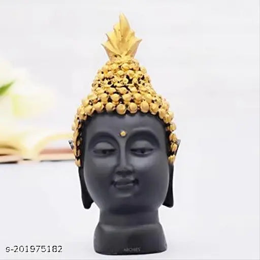 Black resin Feng Shui showpiece statue: A&S Ventures' Lord Gautam Buddha Head Idol, 14cm tall, 6cm long