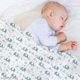 Aerocotton home baby muslin cotton swaddle 100x100cm pack, cartoon net elephant design - perfect for AC room layering and swaddling newborns