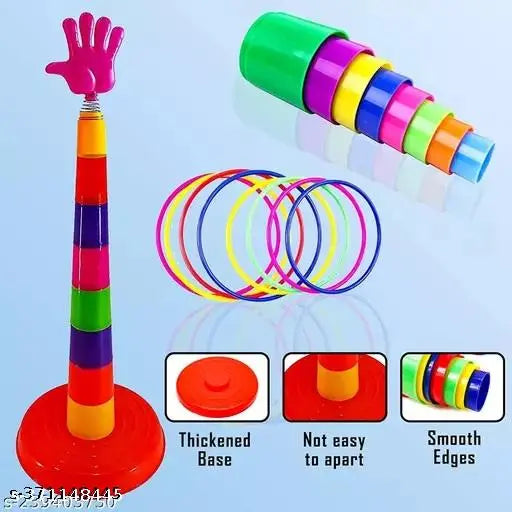 Fleece Quoits ring toss game for kids, indoor/outdoor fun toy. 3D printed with vibrant colors. Ideal size for single or group play