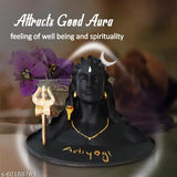 Resin black-golden Adiyogi Shiv Shankar figurine, intricately hand-painted Indian God idol (16.5cm x 13.5cm x 11cm)