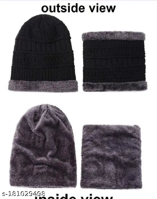 Wool winter balaclava cap, fur net pattern, trendy design for cold weather accessory from India