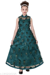 Net printed butterfly gown dress for cute girls, 3-10 years available, unique design, India origin