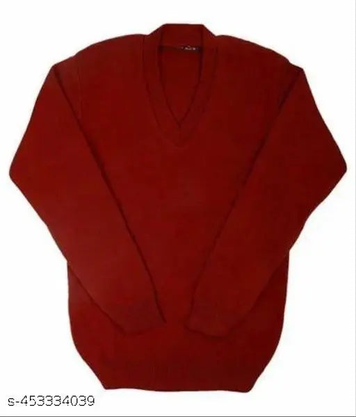 Maroon wool V-neck sweater for kids, school uniform essential for 3-11 years