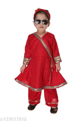 Embellished Anarkali Kurta with Pyjamas - Art Silk, Indian girls fashion, above knee length