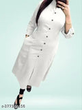 Cotton solid plain front slit straight kurta, three-quarter sleeves, moonsun special collection - women's fashion, India