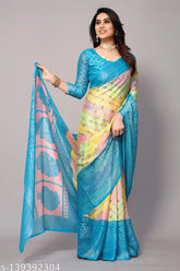 Striped printed chiffon saree with running blouse, Winza Designer's latest collection for weddings and parties