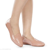 Patent leather pink pointy bellies by SKOLL - stylish slip-on shoes for women, ideal for casual and party wear