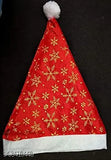 Red and white printed net Christmas cap free size, traditional festive headwear from The SD Store
