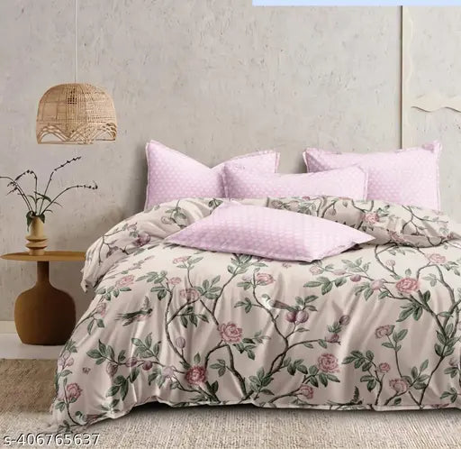 Cotton blend double bed quilted comforter, printed AC design, made in India