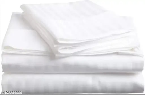 Striped cotton flat sheets for double bed with 2 pillow covers, ideal for summer adult use, made in India