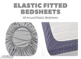 Glace cotton, elastic-fitted bedsheet (220TC), pack of 1 with 2 pillow covers, geometric pattern, ideal for adults and summer season