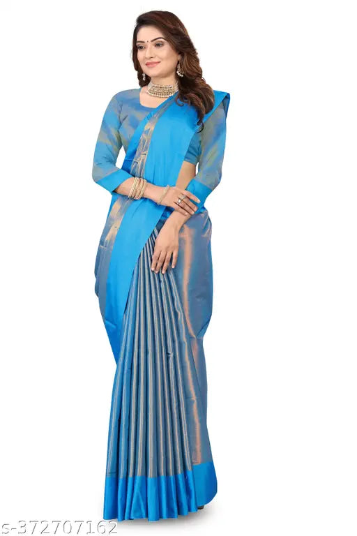 Soft silk Chanderi Eroid Saree, single piece with matching running blouse, solid pattern, free size, Indian wedding special