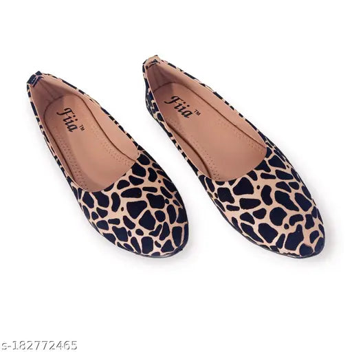 Pink camouflage print synthetic bellies ballerinas from Fiia, comfortable slip-on footwear for women