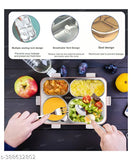 Stainless steel insulated 4-grid lunch box with cutlery (1000 ml), perfect for office lunches or kids meals, airtight and leak-proof design