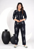 Rayon printed night suit for women, three-quarter sleeves, size S-XXL