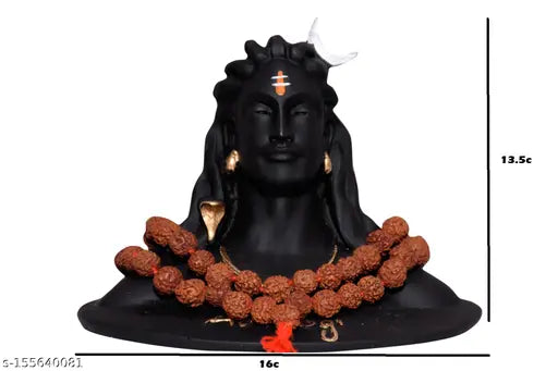Big Size Poly Resin Adi Shankara Statue for car & home decor, matte black Idol of Adi Yogi