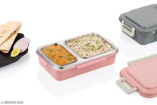 Stainless steel, leak-proof lunch tiffin box with chopsticks & spoon, ideal for adults & kids, microwave & freezer safe, random color