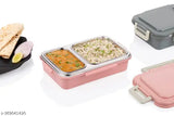 Stainless steel, leak-proof lunch tiffin box with chopsticks & spoon, ideal for adults & kids, microwave & freezer safe, random color