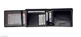 Black leather men's wallet, 2 compartments, tan accents - premium quality gift for him, perfect for birthdays